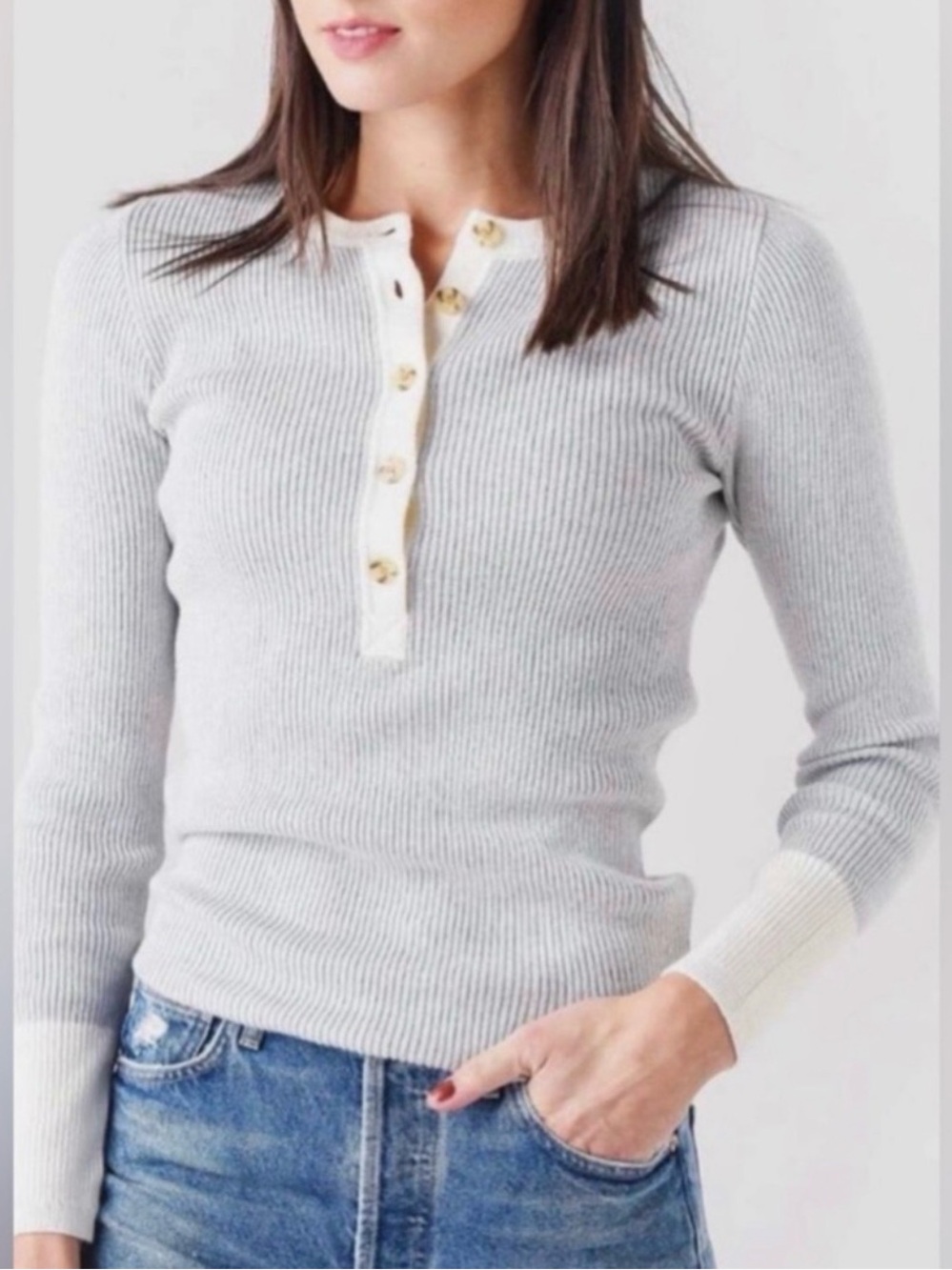 Faherty Mikki Henley Sweater - Organic Cotton & Cashmere Small